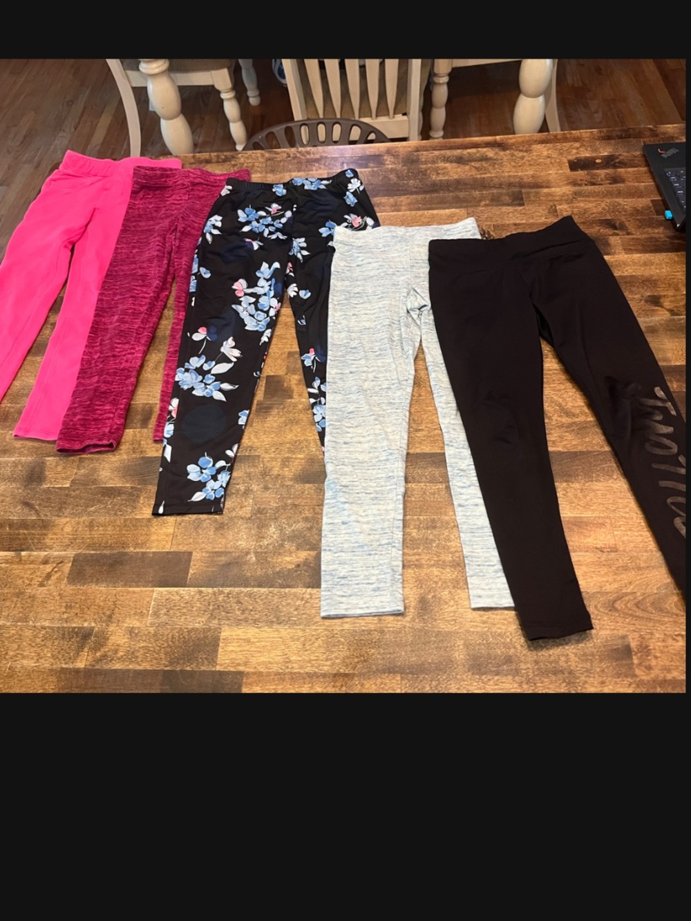 Girls bundle 5 pairs of leggings size 6-7. Adidas, justice, old navy